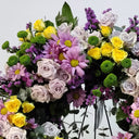 Coroana funerara cu miniroze si crizanteme