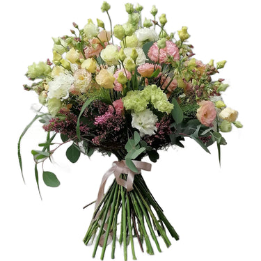 Buchet lisianthus, panicum, eucalipt