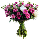 Buchet lisianthus roz, bujori, craspedia roz