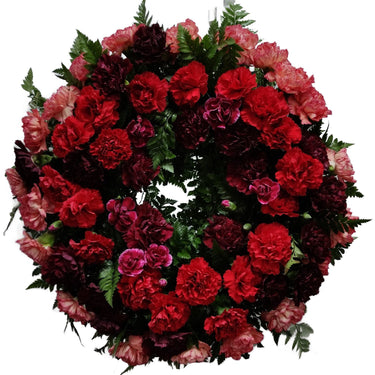 Coroana inmormantare cu garoafe multicolore