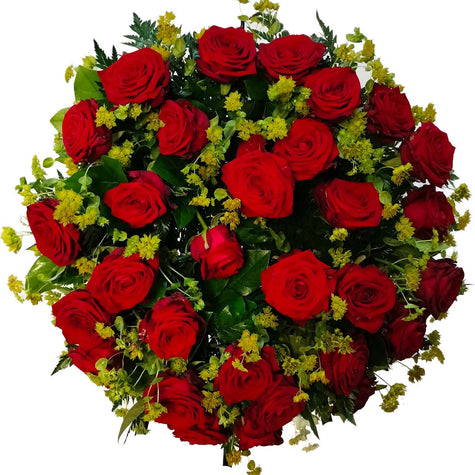 Jerba funerara cu trandafiri si bupleurum